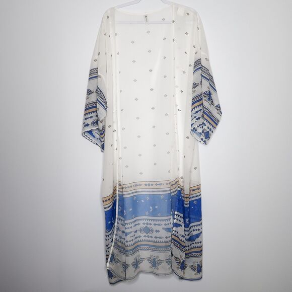 Cupshe Womens‎ Boho Geometric Long Chiffon Swimsuit Kimono Kaftan - Picture 3 of 9